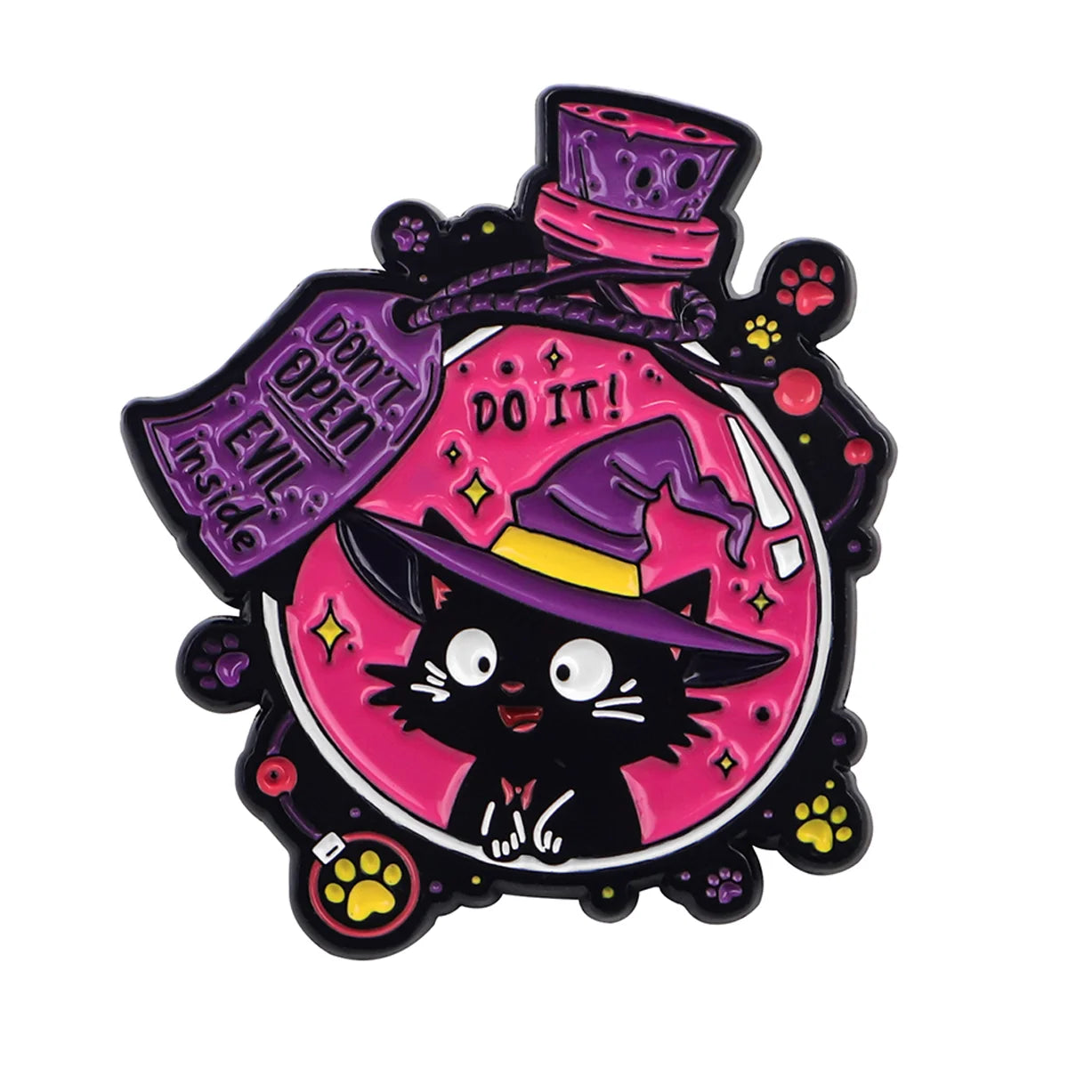 Cute Black Cat Enamel Pin – Animal Brooch Lapel Pin for Backpack, Clothing, Witch Jewelry & Halloween Gifts