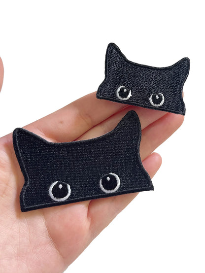 2PCS Embroidered Black Cat Iron-On Patch – Cute Design for Clothing, Jeans & Jacket Decoration