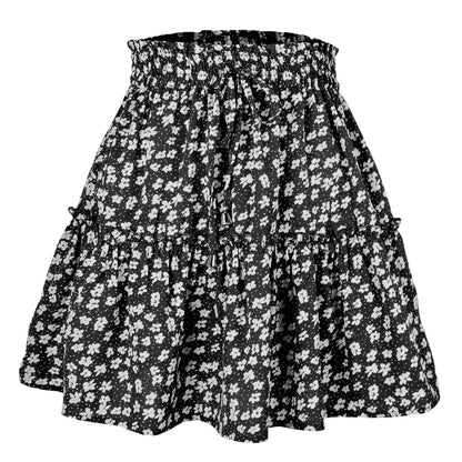 Women’s Floral A-Line Skirt – Summer High Elastic Waist Little Daisy Dress Vestidos LDY-WW4648
