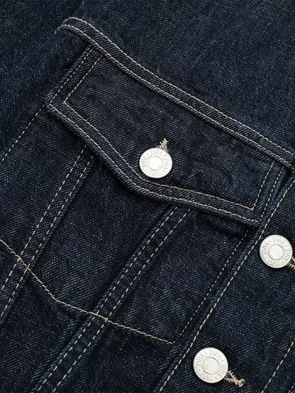 Willshela Women’s Denim Jacket – Vintage Single-Breasted, Lapel Neck, Long Sleeves, Chic with Pockets