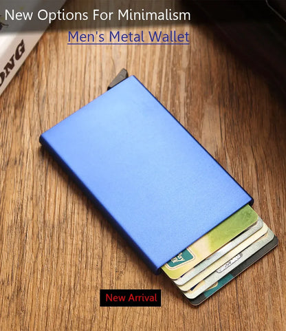 RFID Credit Card Holder Metal Slim Wallet for Men & Women, Pop-Up Minimalist Small Black Purse, Mini Wallet
