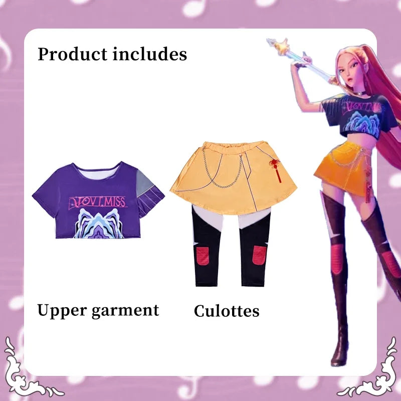 Girls Zoey Rumi Cosplay Costume – Kids Mira Outfit for Stage Performance, Halloween & Animated Movie Dress-Up