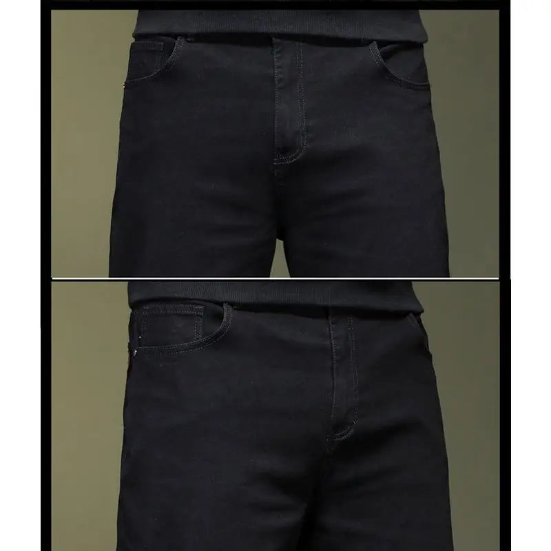 Big Size Men’s Black Jeans – Wide-Leg Denim Pants for 45–150kg, Comfortable Fit Hombre Trousers