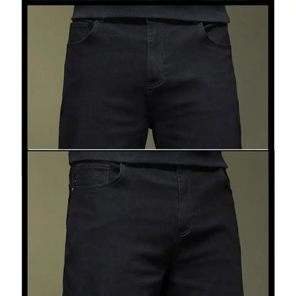 Big Size Men’s Black Jeans – Wide-Leg Denim Pants for 45–150kg, Comfortable Fit Hombre Trousers