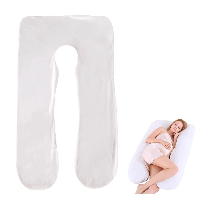Cotton Maternity U-Shaped Body Pillow Case – 140/150cm Removable & Washable Cover for Pregnancy Support