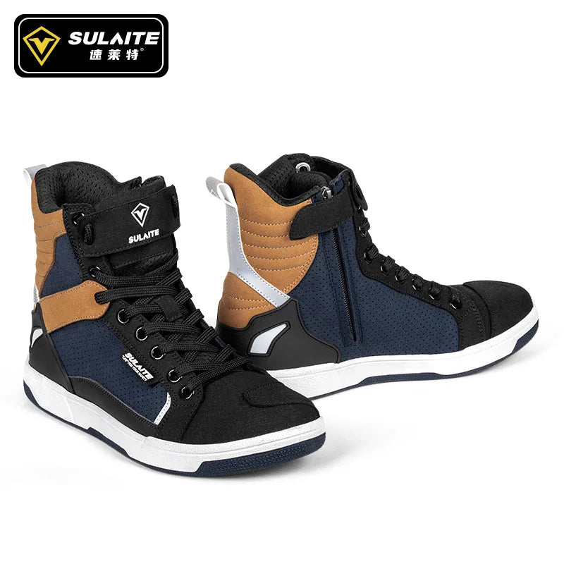 Motorcycle Riding Shoes - Breathable High-Cut, Anti-Fall, Anti-Slip Knight Boots, Parkour Shoes, All-Season Casual Motorcycle Boots