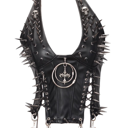 Y2K Gothic Spiked Tank Top - Punk Rock Emo Grunge Festival Style for Women