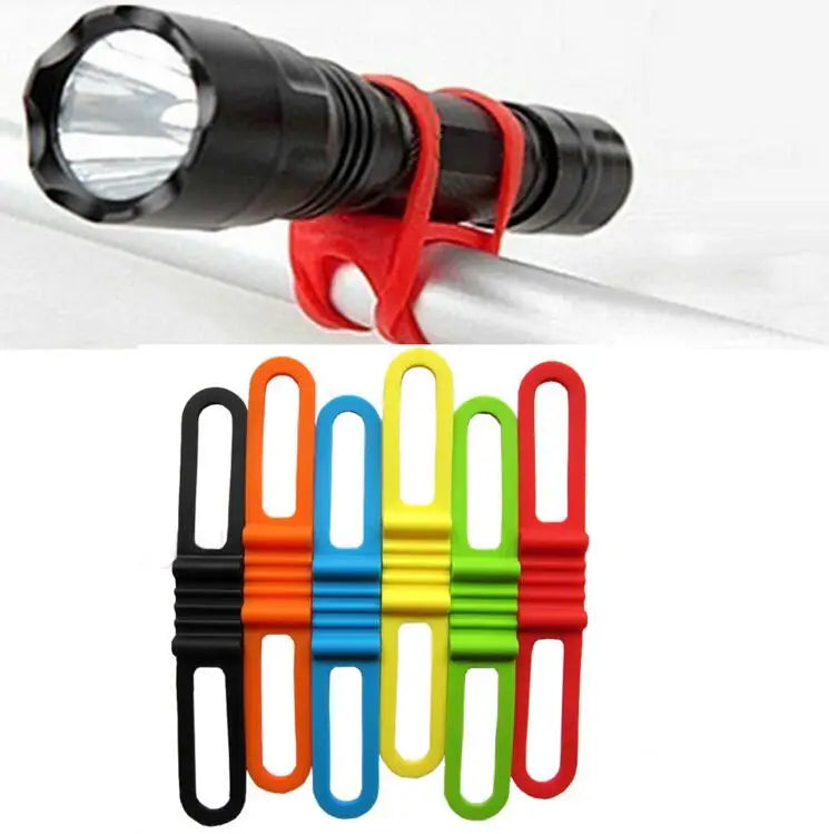 Secure Your Gear: Bicycle Handlebar Silicone Strap Band - Cycling Light Holder Elastic Tie Rope for Phone and Torch Fixing - Bicicleta Essential Torch Flashlight Bandages