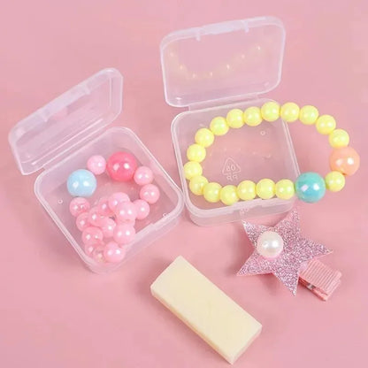60/6PCS Mini Transparent Square Plastic Storage Boxes – Small Jewelry Organizer for Earrings & Packaging