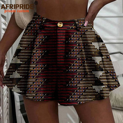 Women's Running Shorts - High Waist Elastic Athletic Shorts with Pockets Ankara Print