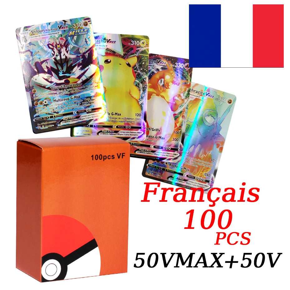 French VMAX V EX GX MEGA Trading Cards - Collectible Battle Trainer Cards and Christmas Gift Set