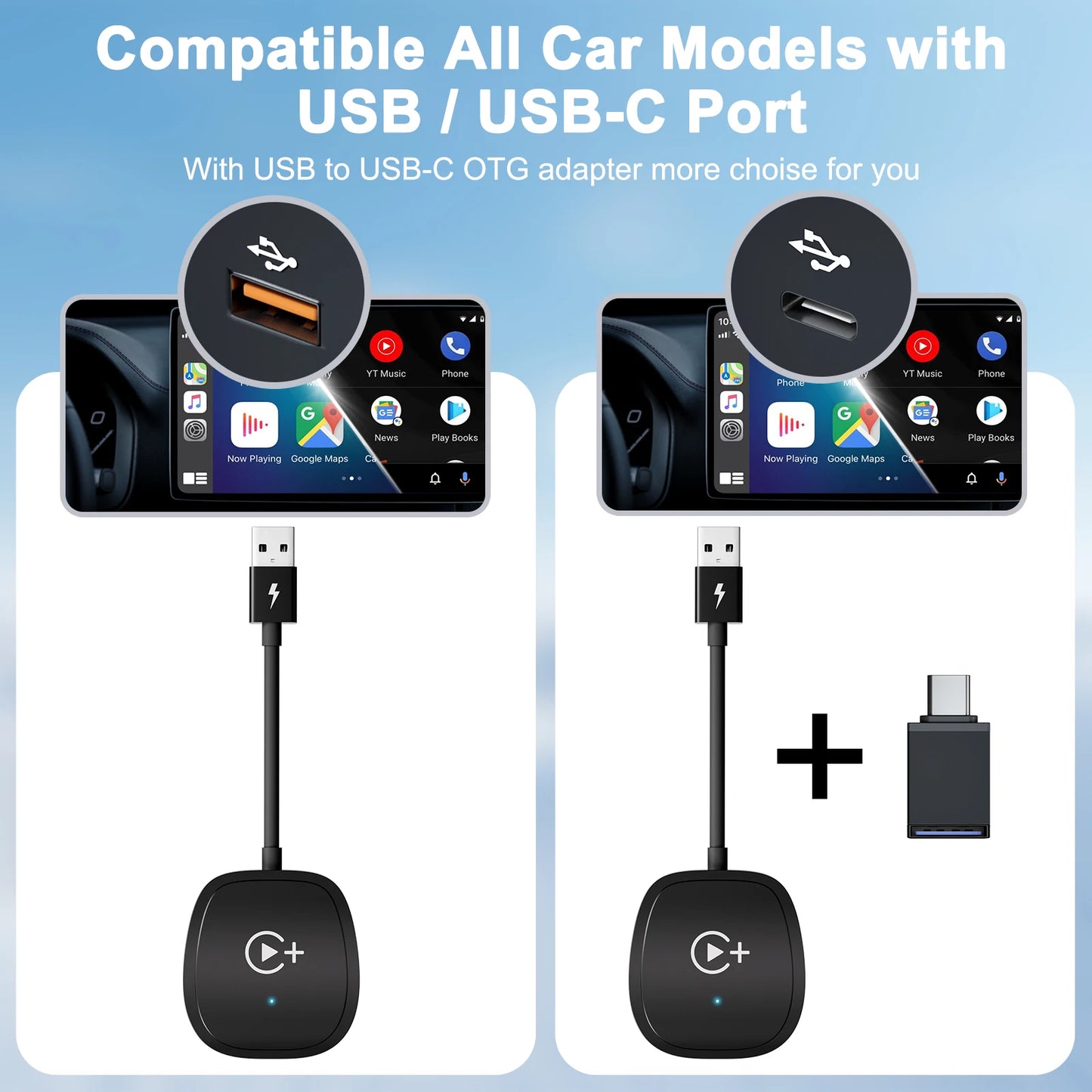 Wireless Video CarPlay Adapter - Supports Netflix, YouTube, TikTok for OEM Wireless CarPlay Vehicles