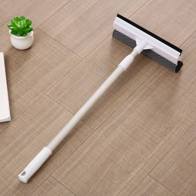 2-in-1 Retractable Window Squeegee Cleaner – Extendable Pole Glass Brush Tool for Car, Shower & Home Window Cleaning