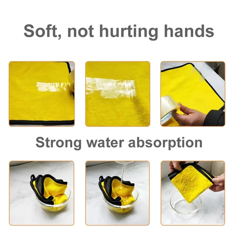 Microfiber Cleaning Towels – Thickened Soft Dual-Layer Car Wash & Drying Cloths (1/2/6/10pcs) Car Detailing Cleaning Rags