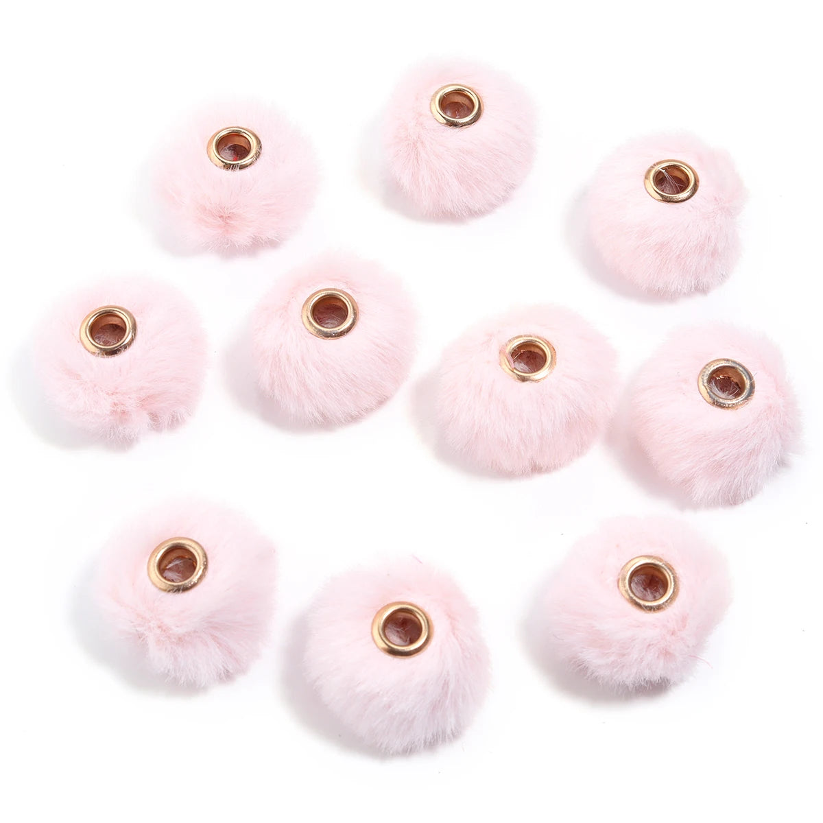 10pcs Plush Fur Ball Beads – Multicolor Pompom Spacer Beads for DIY Jewelry, Earrings & Bracelets