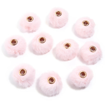 10pcs Plush Fur Ball Beads – Multicolor Pompom Spacer Beads for DIY Jewelry, Earrings & Bracelets