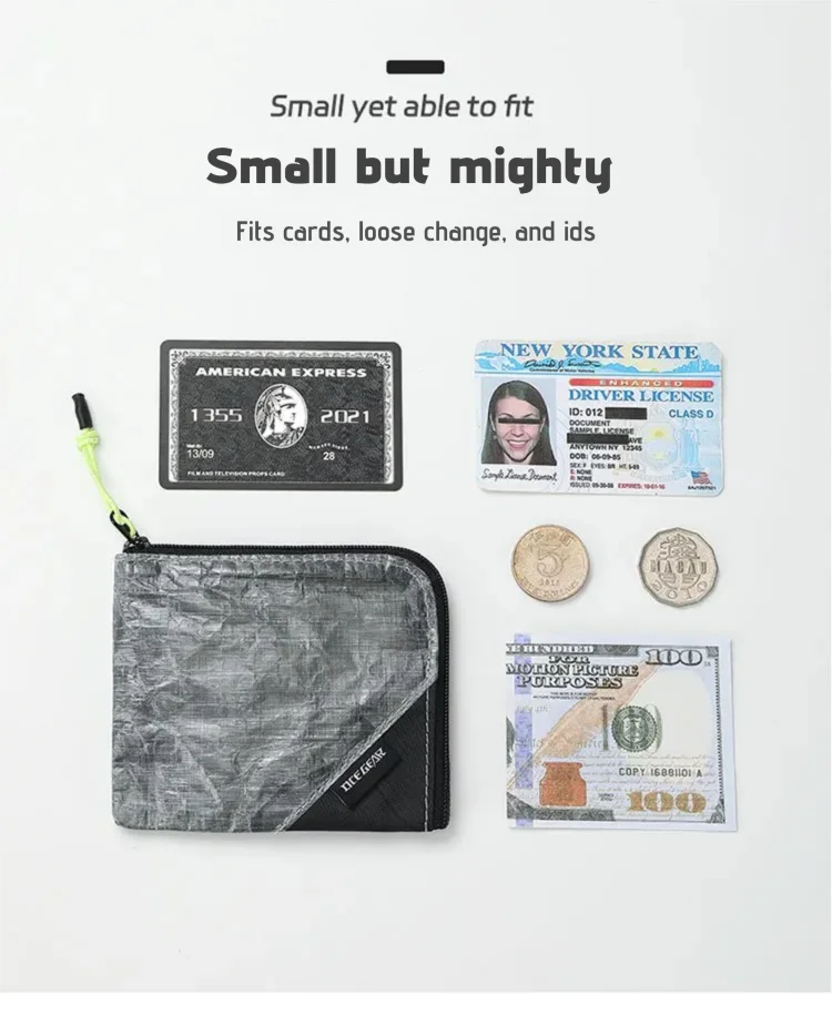OCE GEAR Lightweight Waterproof Wallet — Ultra-Light Durable Coin Purse & Card Holder, Small Zipper Pouch for Outdoor, Camping & Travel