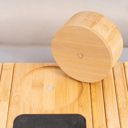 Bamboo Couch Cup Holder – Anti-Slip Foldable Sofa Armrest Tray for Cups, Snacks & Remote Control   1/2