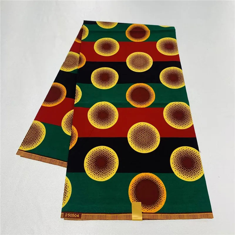 6 Yards African Real Wax Fabric - 100% Cotton Original Ankara Print for Party Dresses K121901