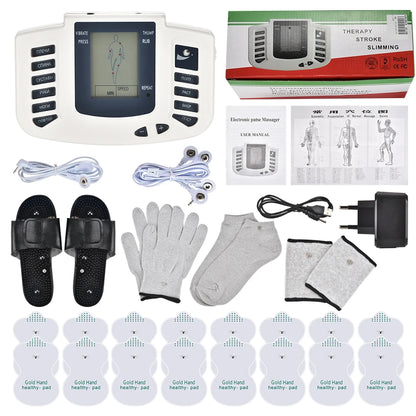 Full Body EMS Muscle Stimulator — Digital TENS Acupuncture Massager with 16 Pads and Meridian Therapy Set