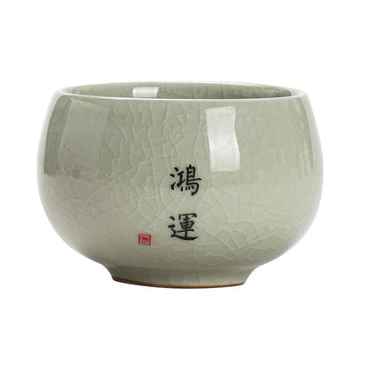 140ml Hand-Painted Ceramic Tea Cup – Exquisite Ice Crack Glaze Porcelain Master Cup for Tea Accessories (1pc)