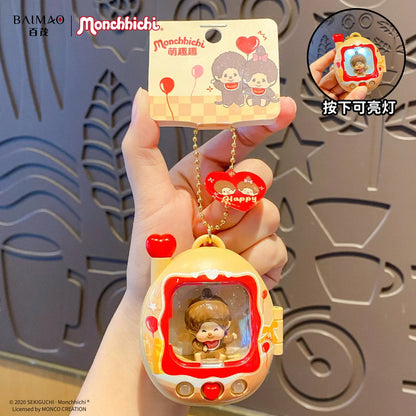 Cute Cartoon Backpack with Glowing Figurine Keychain - Funny Pet-Themed Schoolbag Pendant