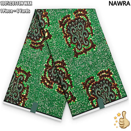 100% Cotton African Real Wax Fabric - Ankara Batik Pagne Sewing Material for Women's Dresses