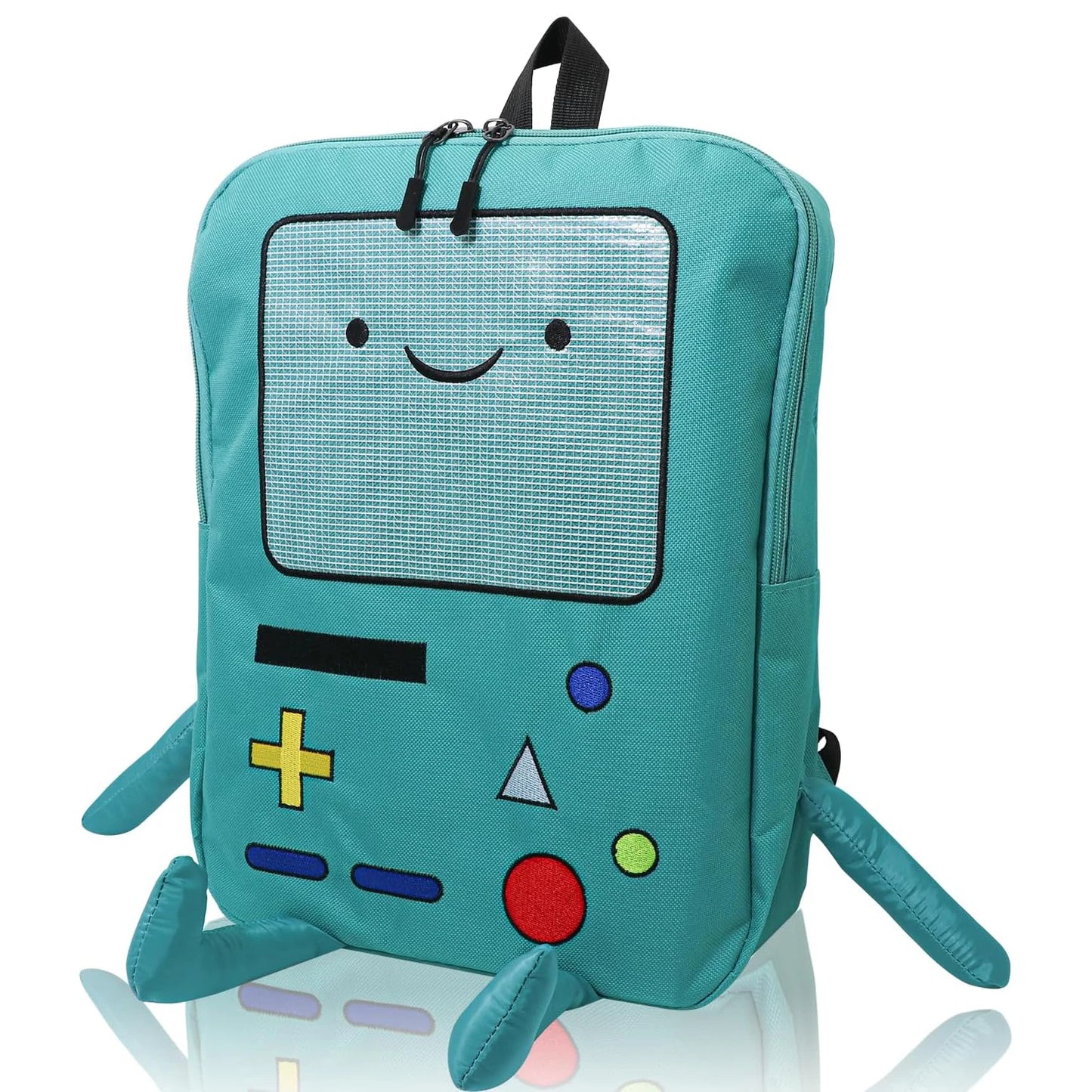 14-Inch Cute Cartoon Adventure Time Backpack — Green Anime School Bag, Lightweight & Breathable Travel Bag