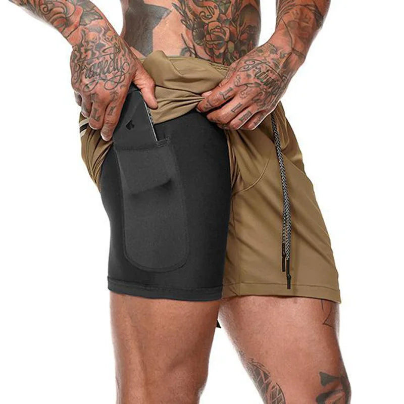 Men’s 2-in-1 Sports Shorts — Double-Layer Running, Gym & Fitness Shorts for Summer