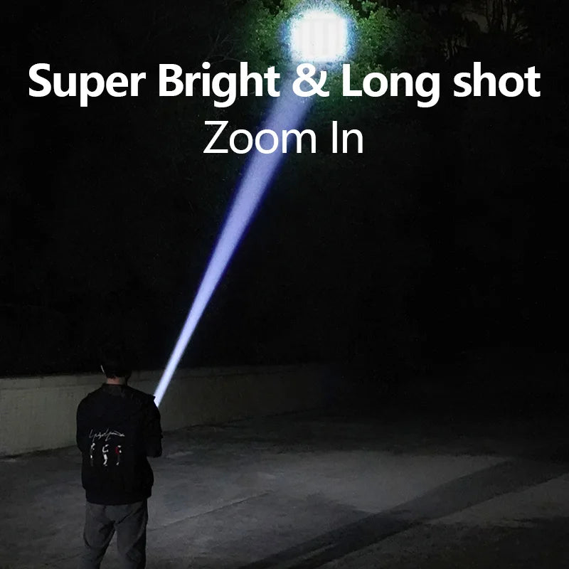 Smiling Shark SD1023 LED Torch Light: Super Bright Flashlight with USB Rechargeable, Zoomable, Waterproof Design - Perfect for Camping
