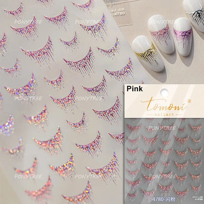 5D Gold Stamped Nail Art Stickers - Silver Sun Stars Snake Chinese Style Self-Adhesive Manicure Decals