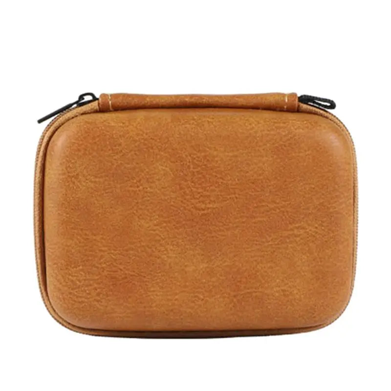 Leather Headphone Protective Cover – Dust-Proof Earphones Storage Case, Zipper Bag for Spare Parts