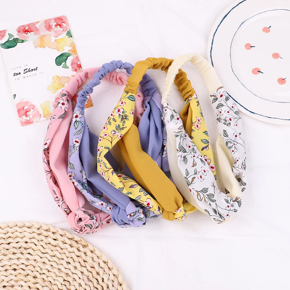 Vintage Boho Suede Headbands for Women – Soft Solid Print Cross Knot Elastic Hairbands & Bandanas for Girls