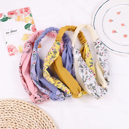 Vintage Boho Suede Headbands for Women – Soft Solid Print Cross Knot Elastic Hairbands & Bandanas for Girls