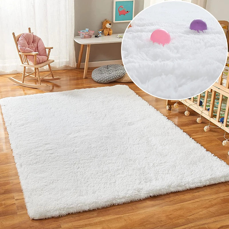 Large Plush White Area Rug – Soft Fluffy Carpet for Living Room, Bedroom, Teen Room & Home Decor