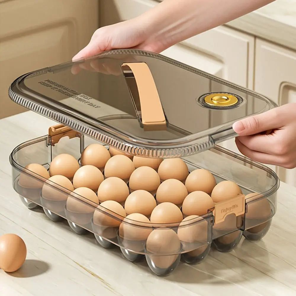 24 Grid Transparent Egg Storage Box - Food Grade Refrigerator Container with Lid for Space Saving Fresh Egg Organization