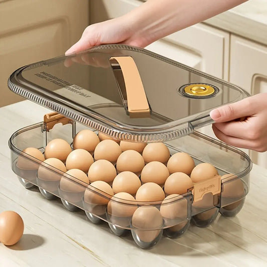 24 Grid Transparent Egg Storage Box - Food Grade Refrigerator Container with Lid for Space Saving Fresh Egg Organization