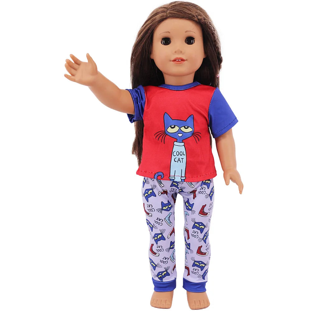 Doll Clothes Multi-Style Daily Set – Pajamas & Home Wear for 43cm Born Baby Dolls & 18-Inch American Dolls, Our Generation Toy Gift