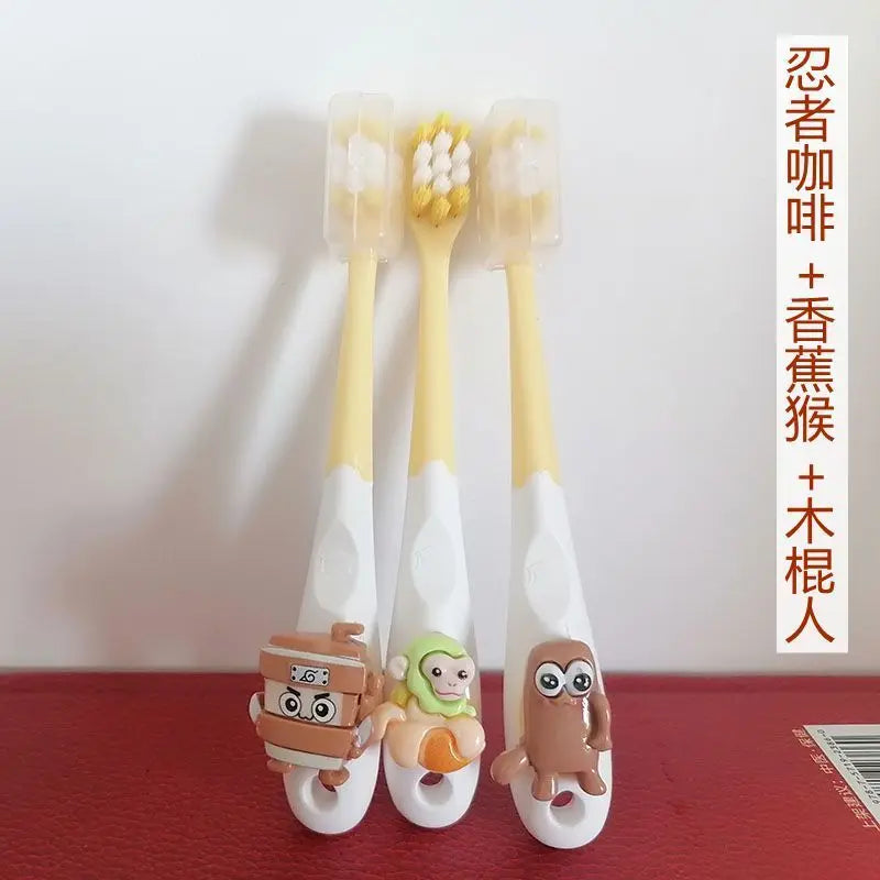 3PCS Italian Brainrot Tung Kids Toothbrushes — Soft Bristle Anime Cartoon Toothbrush for Children Ages 2-12
