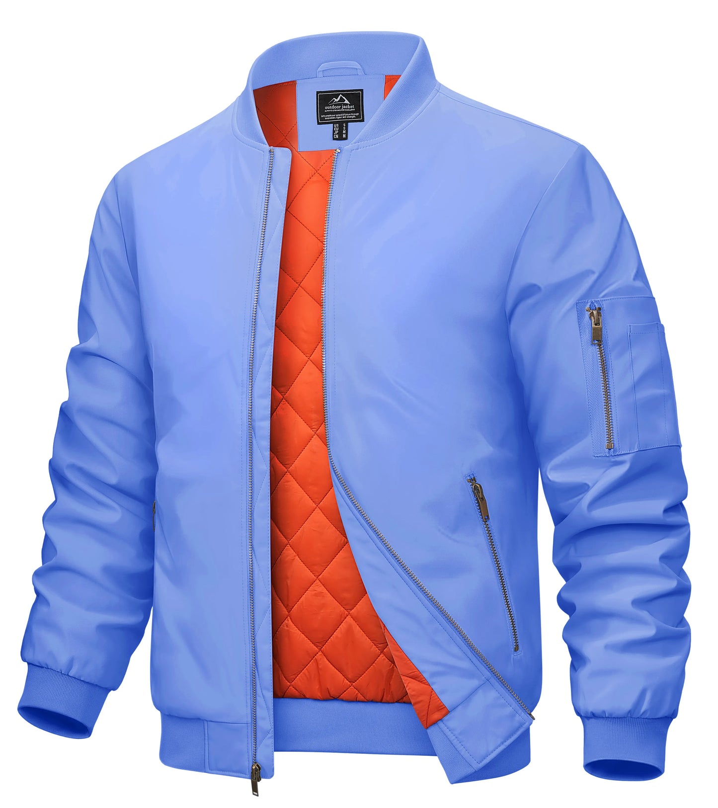 MAGCOMSEN Men’s Aviator Bomber Jacket - Warm Windproof Fall & Winter Casual Coat with Orange Lining
