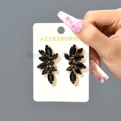 2025 Luxury Green Rhinestone Earrings – Vintage Geometric Wing Statement Jewelry for Women