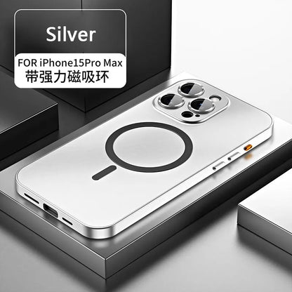 Aluminum Metal Frame Magnetic Case - MagSafe Wireless Charging Cover with Lens Protection for iPhone 12, 13, 14, 15, 16 & 17 Pro Max