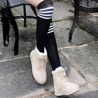 BCEBYL Women's Autumn Winter Short Boots – Casual Plus Velvet Warm Round Toe Cross-Belt Shoes