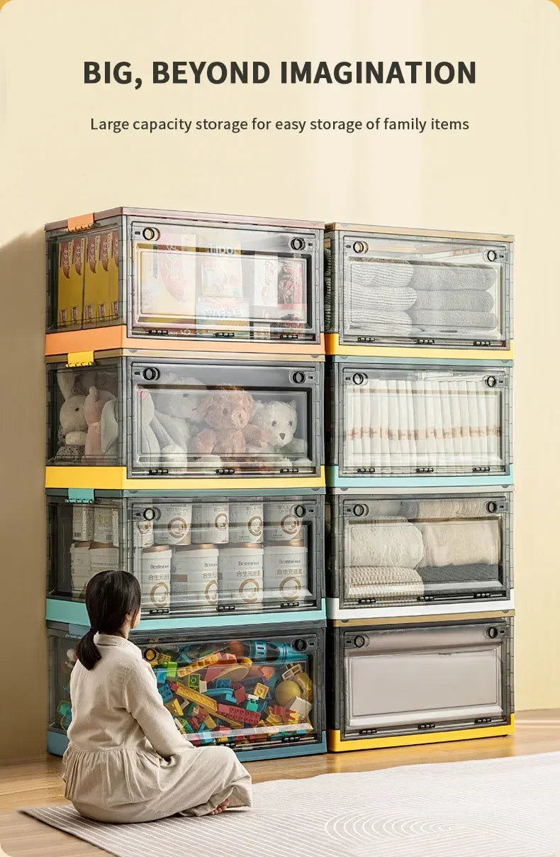 Foldable Transparent Storage Trunk – Large Capacity Plastic Organizer for Clothes and Home Wardrobe