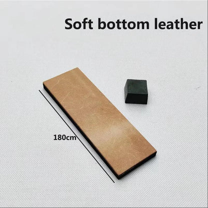 Handmade Wooden Handle Leather Sharpening Strop – Double-Sided Razor Knife Polishing & Home Sharpening Tool