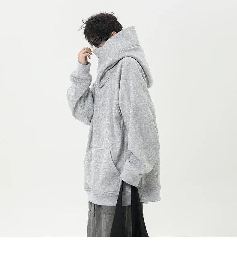 Autumn High Neck Sweatshirt for Men – Pile Collar Hoodie, Harajuku Ninja Style, Casual Sports Loose Fit Top