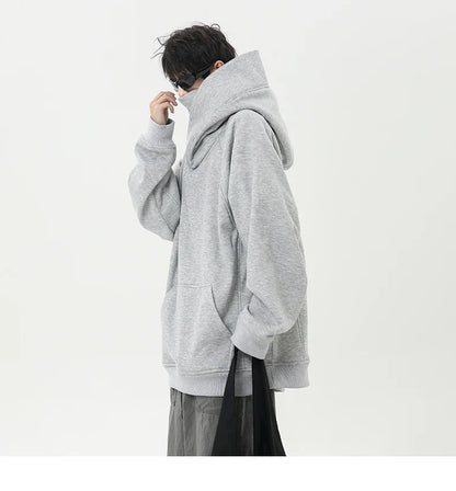 Autumn High Neck Sweatshirt for Men – Pile Collar Hoodie, Harajuku Ninja Style, Casual Sports Loose Fit Top