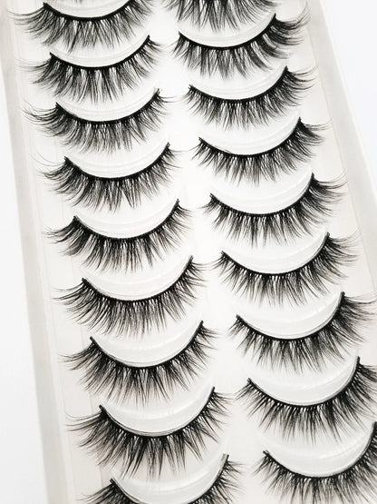 HBZGTLAD 10 Pairs 3D Faux Mink False Eyelashes – Natural Long Look Short Mink Lash Extensions for Makeup & Beauty