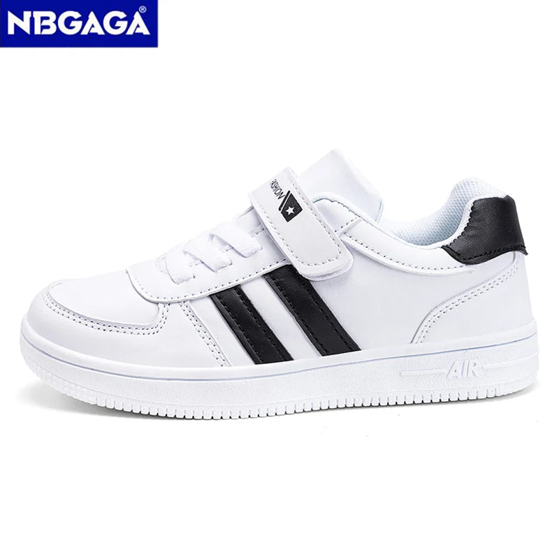 Kids White Sneakers — Boys & Girls Sport Casual Shoes, Non-Slip School Walking & Running Shoes, Sizes 28-39