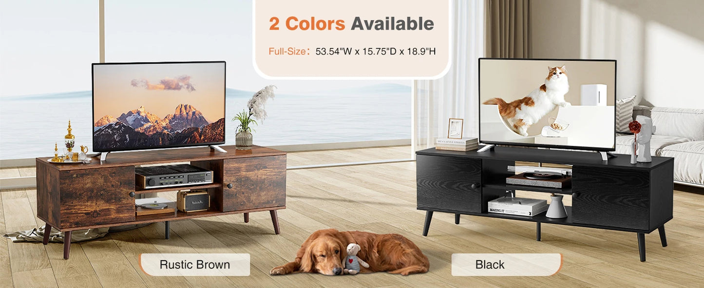 Wooden Fireplace TV Stand for 60 Inch TV – Living Room Entertainment Center with Adjustable Shelf & 2 Storage Cabinets